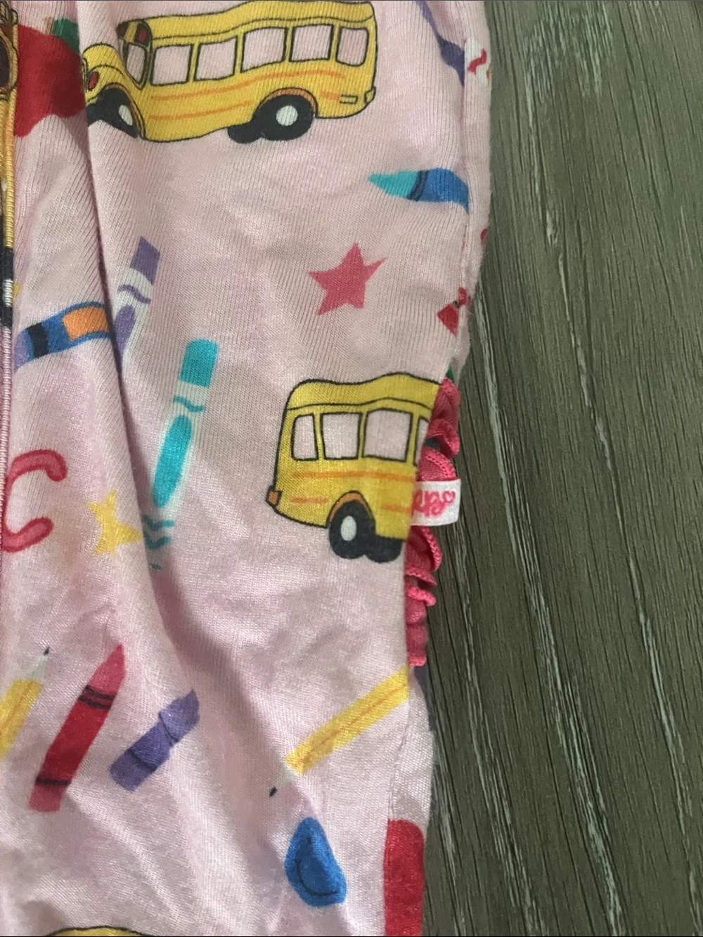 RuffleButts Pink School convertible ruffle one-piece pajama size 0-3 months